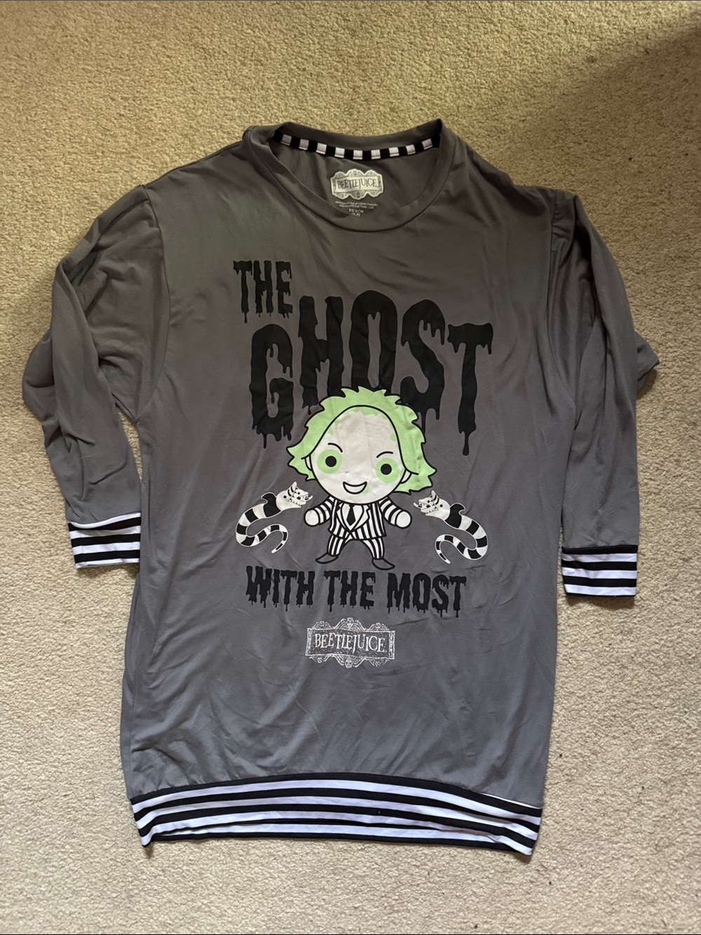 Woman’s Gray 'The Ghost With The Most' Graphic Pajama Dress